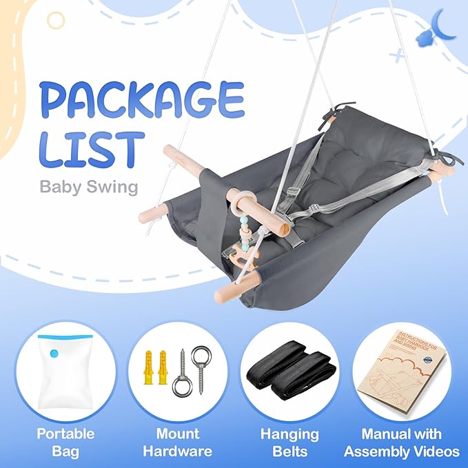 Baby Swing Indoor and Outdoor, Canvas Hammock Swing - Image 4