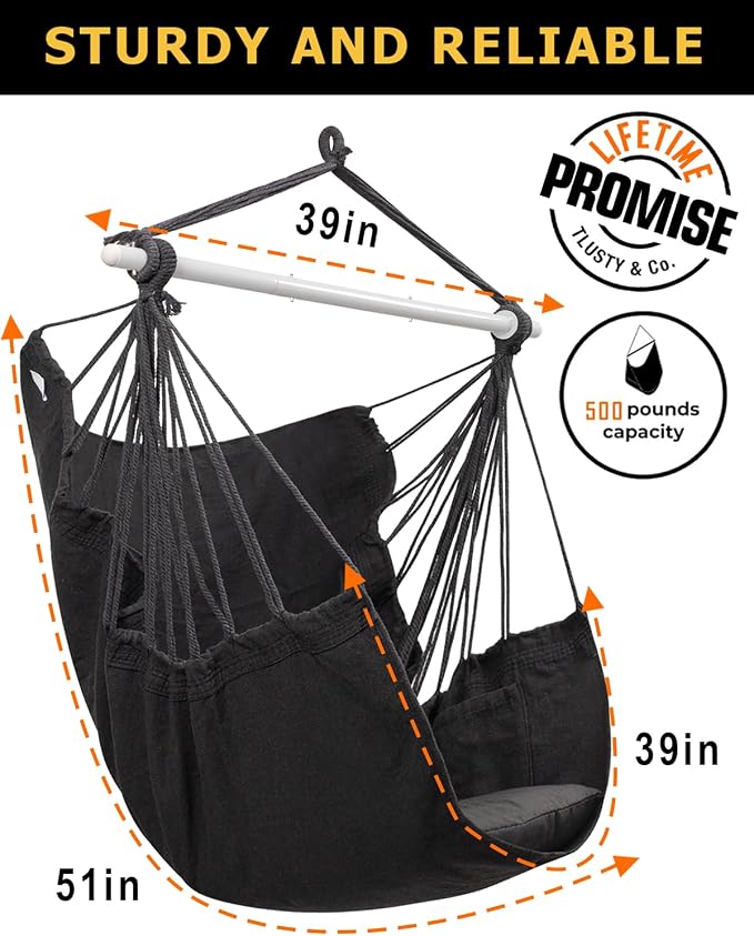 ADVOKAIR Hammock Chair Swing, Heavy-Duty Hanging Rope Swing Seat Supports 500 - Image 5