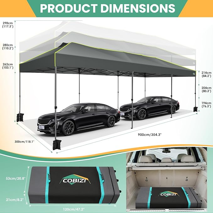 COBIZI 10x30 Pop Up Canopy Tent, Wedding Party Tent - Image 6