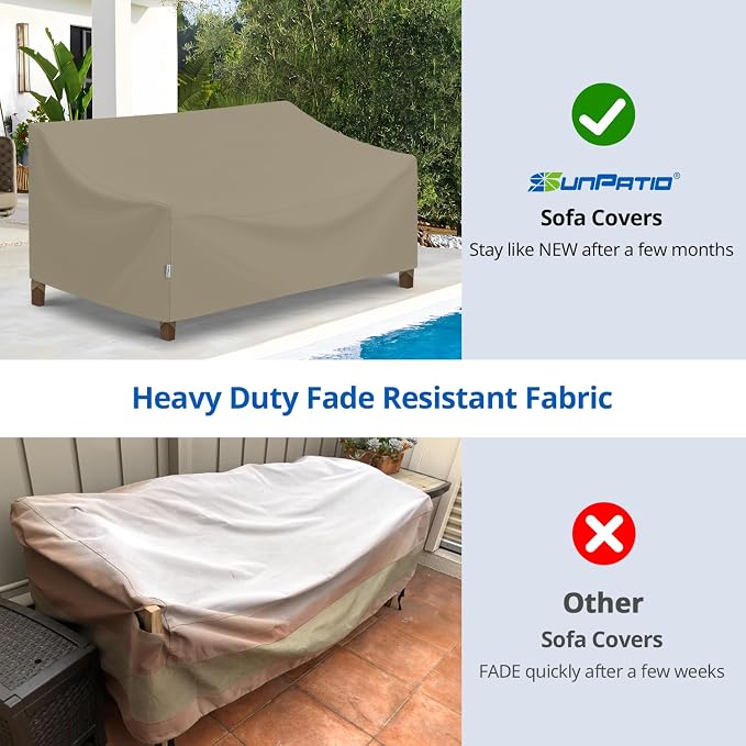 SunPatio Outdoor Couch Cover 80 Inch, Heavy Duty Waterproof 3-Seater Patio Sofa - Image 5