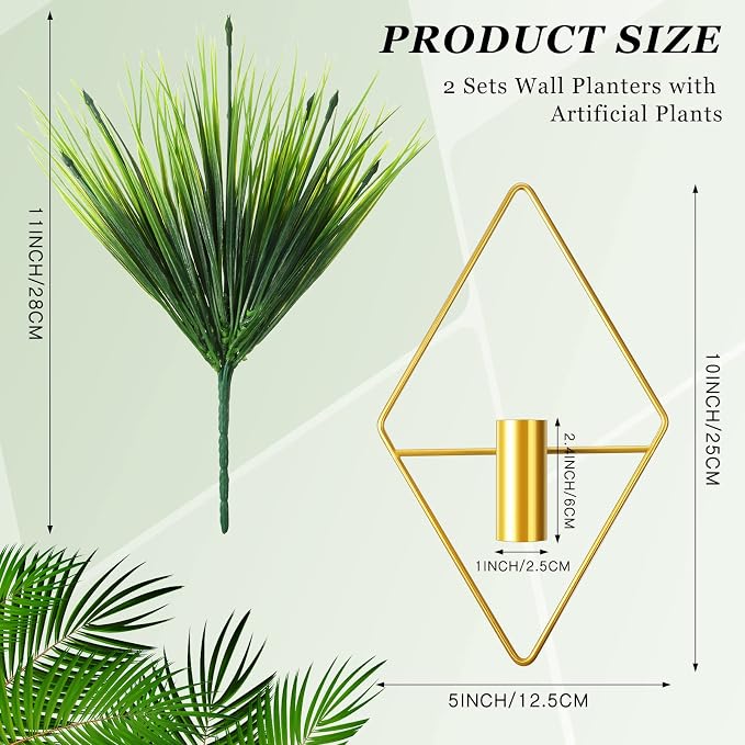 2 Pieces Gold Wall Decor Hanging Planters - Image 2