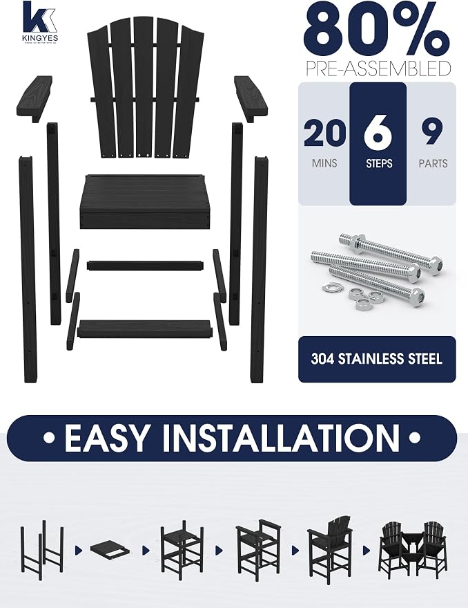 KINGYES Tall Adirondack Chair Set of 2 - Image 5