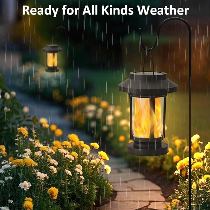 Derynome Solar Lantern Outdoor Lights, 4 Pack Upgraded Flickering Flameless - Image 5