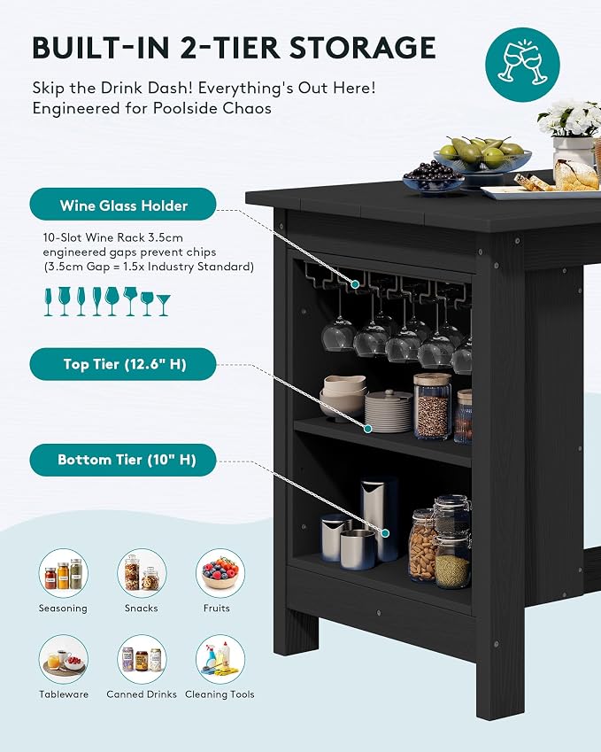 SERWALL 10-Piece HDPE Counter Height Dining Table Sets - Image 4