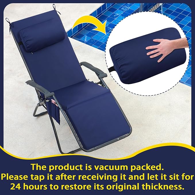RattanView 2 Pcs Outdoor Chaise Lounge Cushion - Image 2