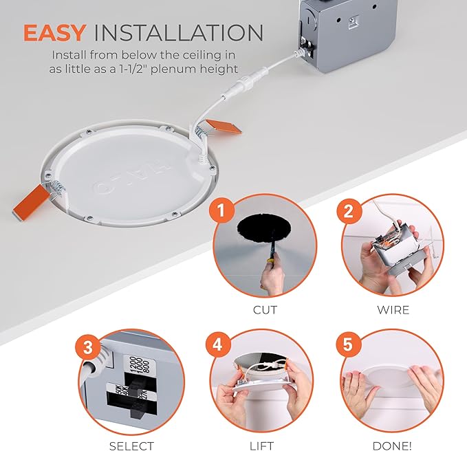 HALO HLB 6 inch LED Recessed Lighting Canless Dimmable Wet Location Selectable - Image 4