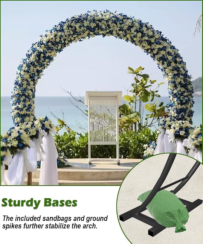 Queension Metal Wedding Arch | for Ceremony Party Decoration 8Ft Wide 7Ft High - Image 3
