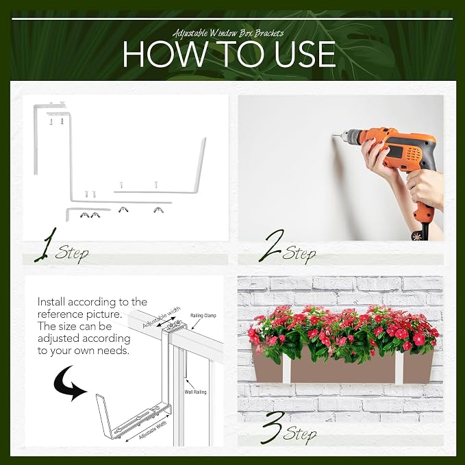 Layhit 10 Pcs Adjustable Planter Box Brackets Universal Heavy Duty Flower Box - Image 3