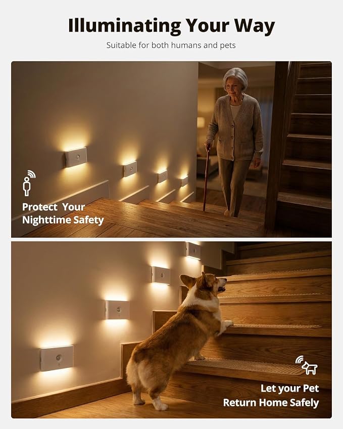 wowatt Rechargeable Motion Sensor Stair Light, Whtie Automatic Lights - Image 7