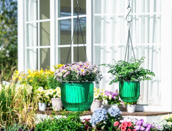 Josteve 5.2/8.2 Inch 2 Pcs Self Watering Hanging Planter Indoor Plant Pots - Image 3