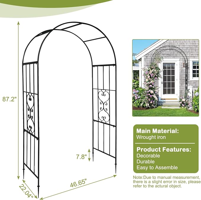 Outvita 7.3FT Garden Arch Arbor, Heavy Duty Metal Arbour Archway, Decorative - Image 10