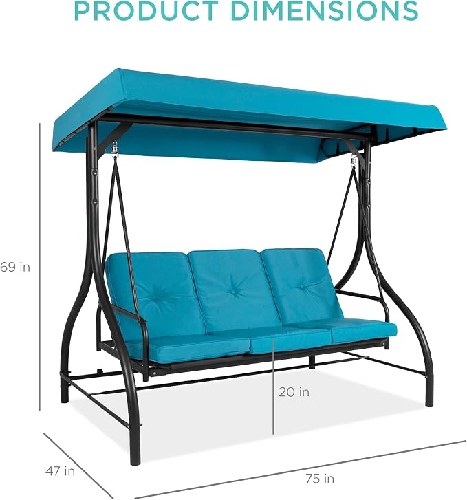Best Choice Products 3-Seat Outdoor Large Converting Canopy Swing Glider - Image 7