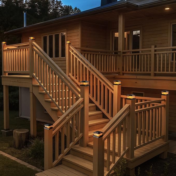 btfarm 4x4 Solar Flame Post Cap Lights Outdoor, 2 Pack Flickering Flame Deck - Image 7