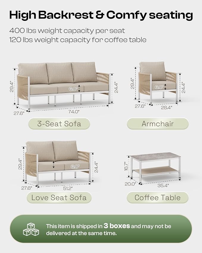 Aluminum Outdoor Patio Furniture Set - Image 7