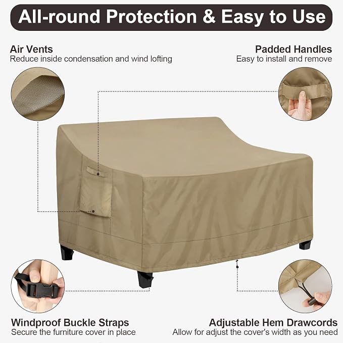 PureFit Outdoor Couch Cover Waterproof Patio Sofa Furniture Covers, 2-Seater - Image 5