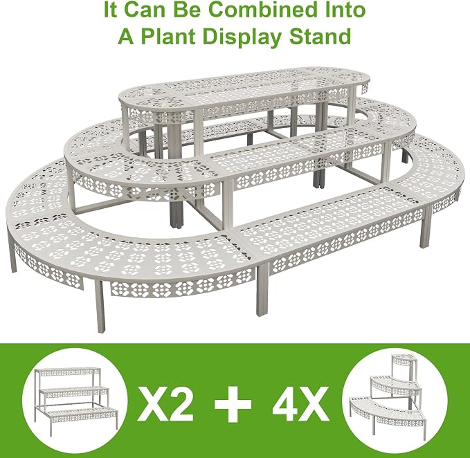 aboxoo 3 Tiers Metal Plant Stand, Rectangular Ladder Flower Pots Outdoor Plant - Image 6