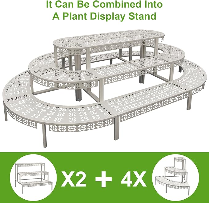 aboxoo 3 Tier Plant Stand Semi-Circular Flower Pot Organizer Rack Quarter Round - Image 7