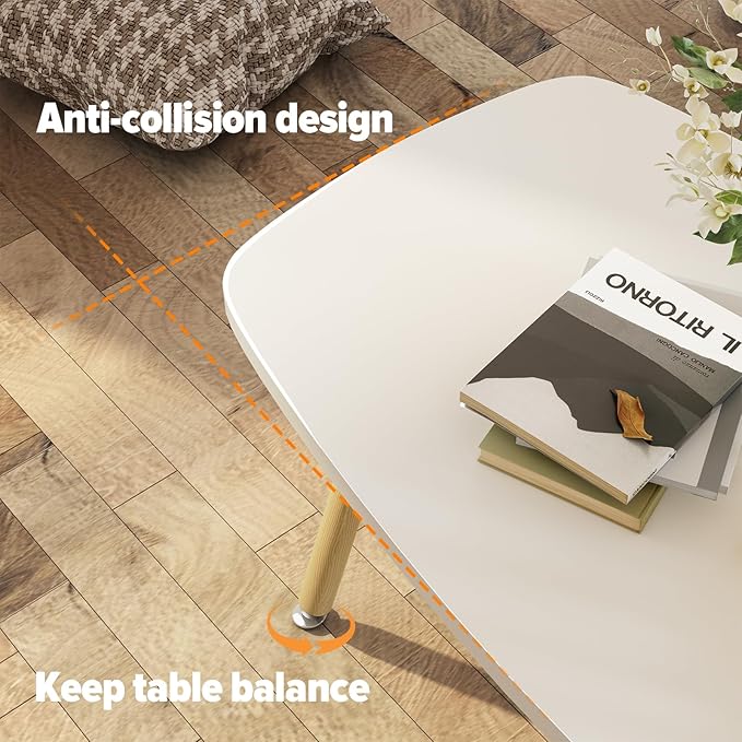 WOHOMO Folding Coffee Table 39.3'' White Coffee Tables - Image 5