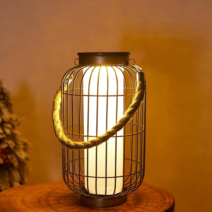 pearlstar Large Solar Powered Lantern Outdoor-Heavy Duty Metal Hanging Lights by pearlstar