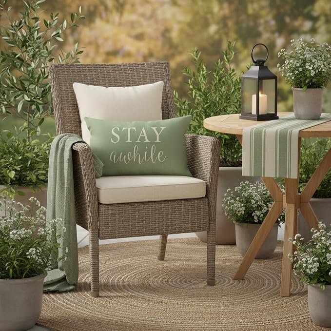 PANDICORN Welcome to Our Porch Stay Awhile Outdoor Lumbar Decorative Throw - Image 3