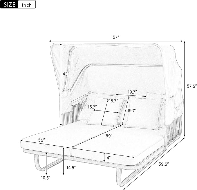 Harper & Bright Designs Outdoor Daybed, Patio Daybed - Image 2