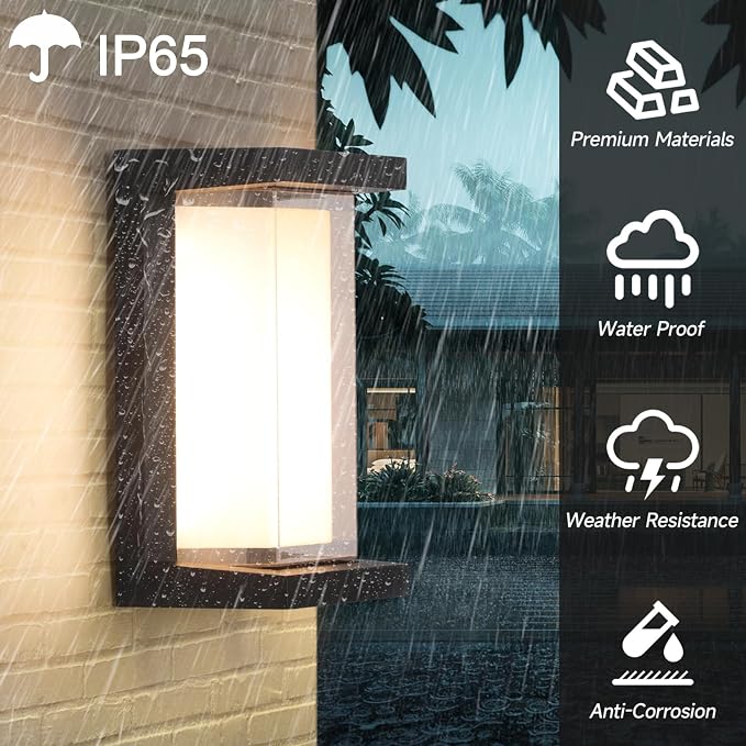 2 Pack 24W Outdoor Wall Lights Exterior/Interior LED 3-Color Adjustable 2100LM - Image 2