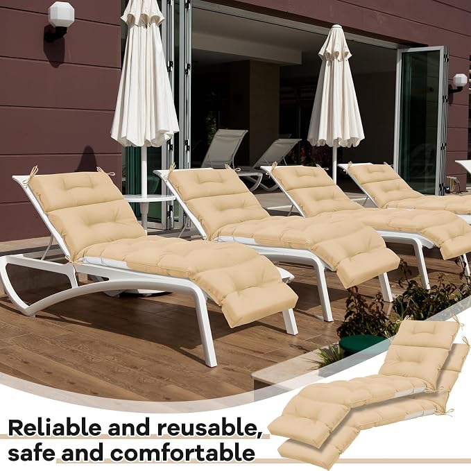 Kigley 2 Pcs Chaise Lounge Cushions 75 x 22 x 5 Inches Soft Lounge Chair - Image 5