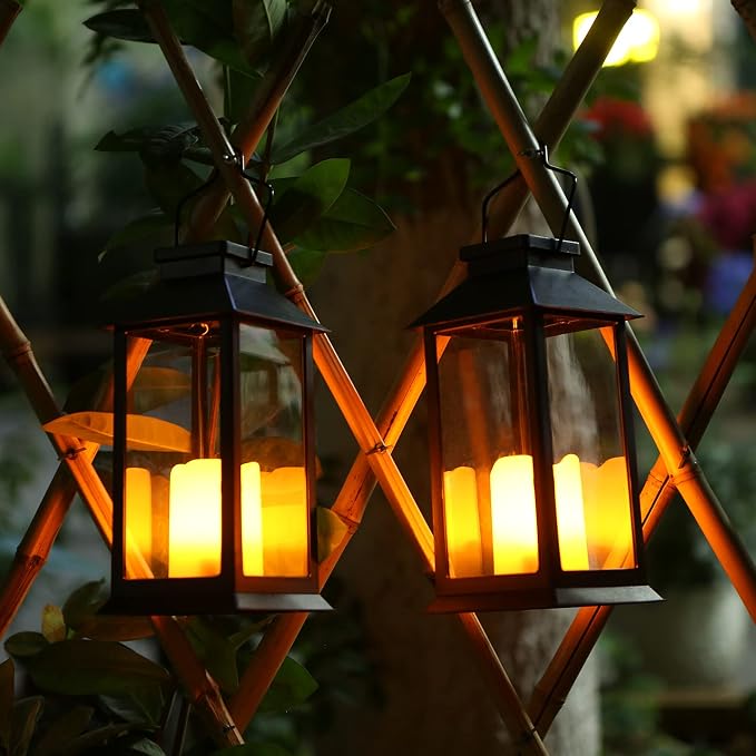 Tomshine 2 Pack Solar Lanterns, Outdoor Garden Hanging Lanterns, 11.8 Inch LED - Image 6