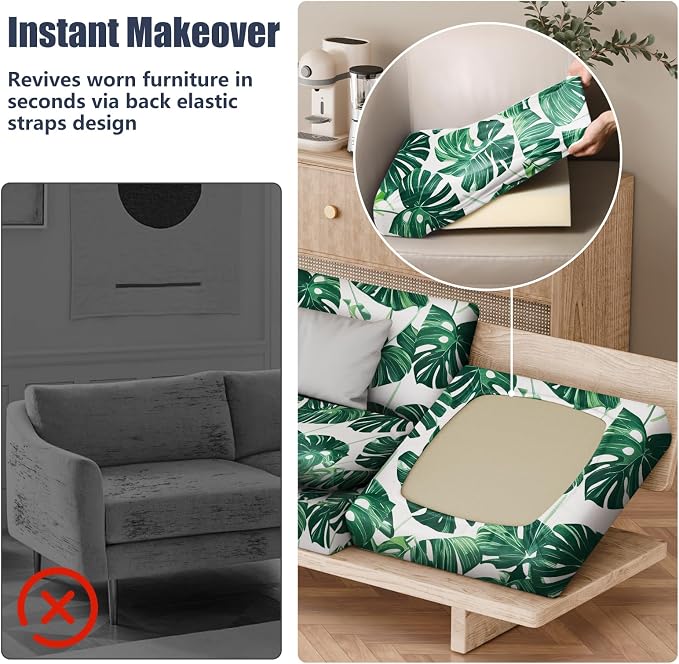 8Pcs Square Small Stretch Patio Cushion Covers, Couch & Sofa Replacement - Image 5