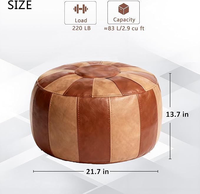 Thgonwid Unstuffed Moroccan Storage Pouf Foot Stool Ottoman Seat Handmade Faux - Image 3