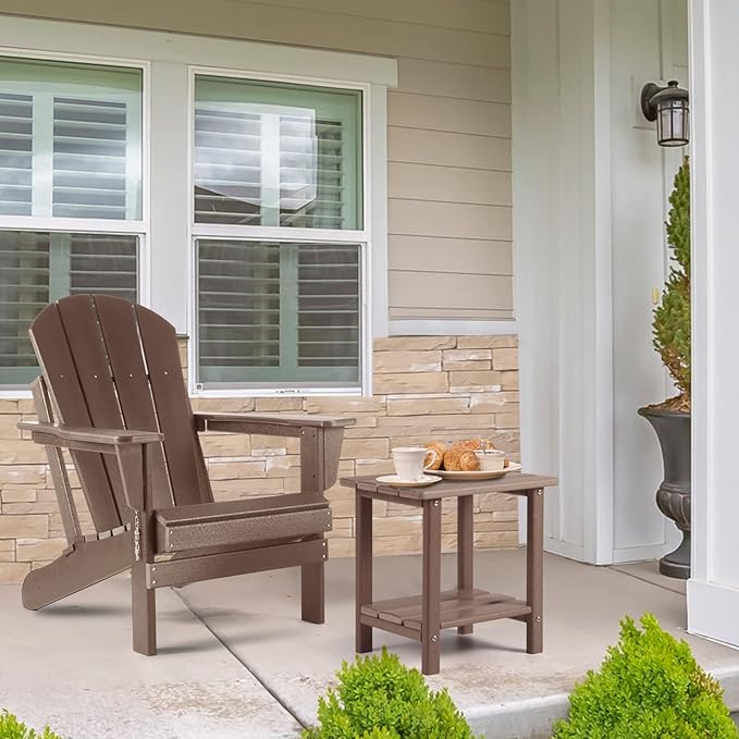Adirondack Outdoor Side Table, 2-Tier Sturdy Patio End Table Weather Resistant - Image 2