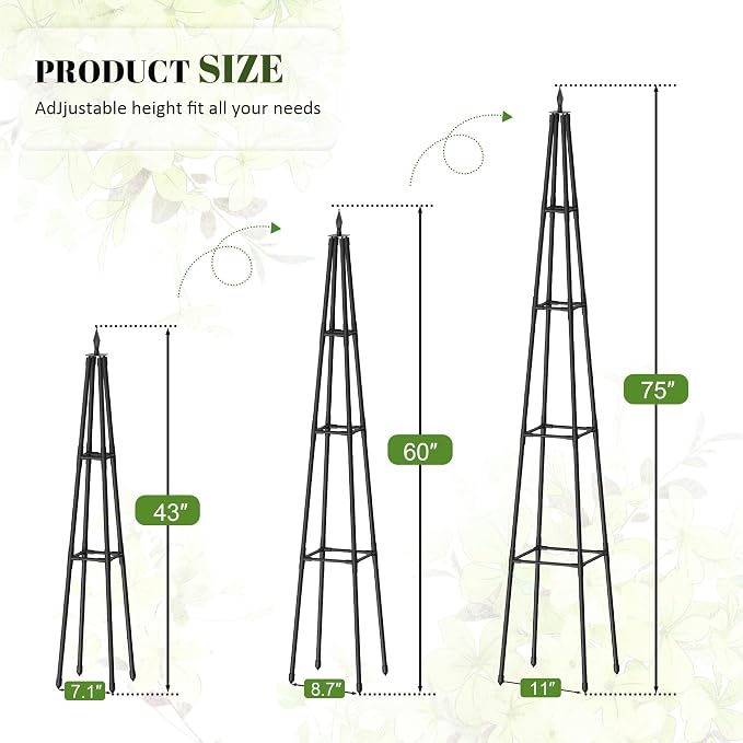 6 FT Obelisk Trellis for Climbing Plants, Garden Trellis - Image 4