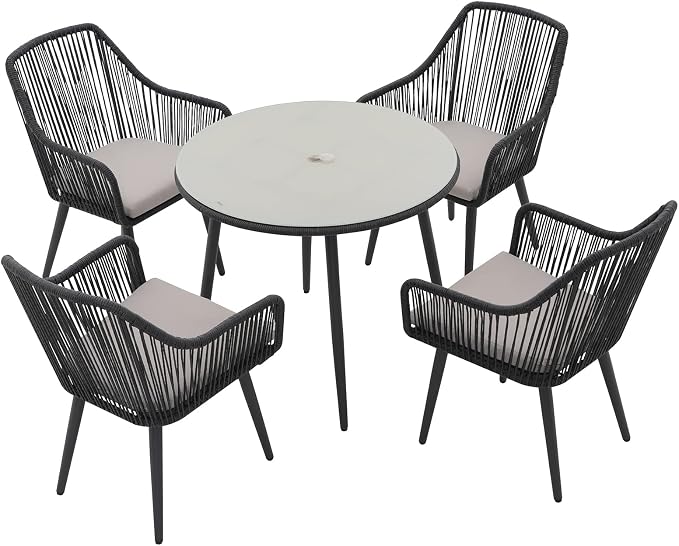 Patiorama 5-Piece Patio Dining Set, Outdoor Dining Table Chair Set, All-Weather - Image 9