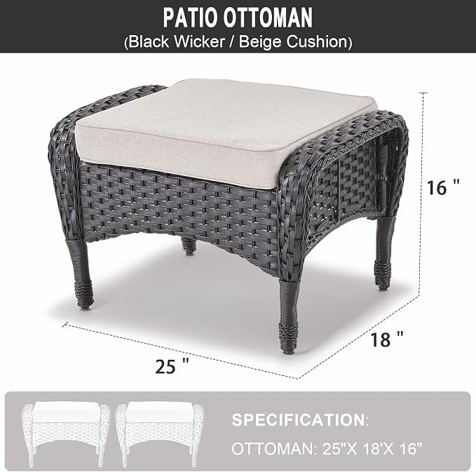 Belord Outdoor Ottomans for Patio Foot Rest - Image 3