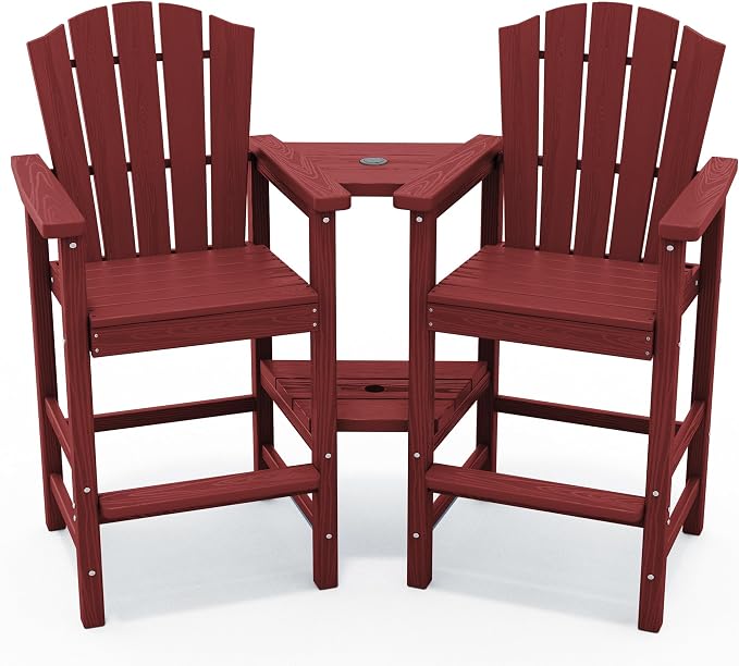 KINGYES Tall Adirondack Chair Set of 2, HDPE Tall Adirondack Barstools - Image 9
