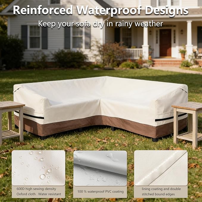 okcool Outdoor Sectional Sofa Cover Waterproof-V-Shaped Patio Furniture Covers - Image 5