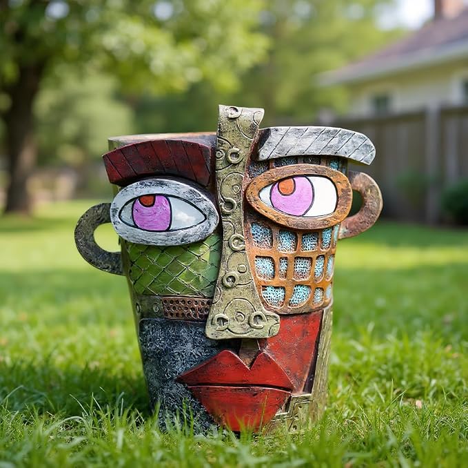 Picasso Abstract Face Flower Pot, Unique Resin Crafted Planter - Image 5