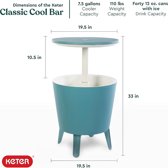 Keter Modern Cool Bar Outdoor Patio Furniture and Hot Tub Side Table - Image 3