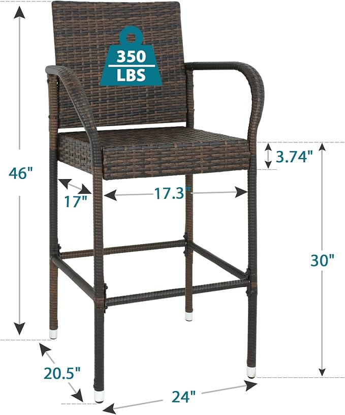 SUPER DEAL Upgraded Wicker Bar Stool Chairs Outdoor Backyard Rattan Chair - Image 3