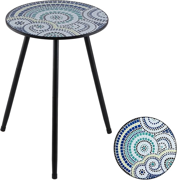 1 Pack Metal Outdoor Side Table Small Outside Round End Table by PartyZealot
