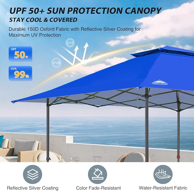 EAGLE PEAK 13x13 Straight Leg Pop Up Canopy Tent Instant Outdoor Canopy Easy - Image 4