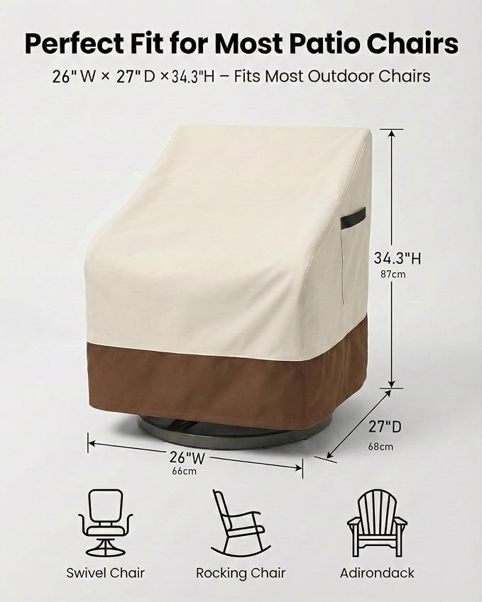 Waterproof Patio Chair Covers, 26W x 27D x 34.3H inches Heavy Duty Outdoor - Image 5