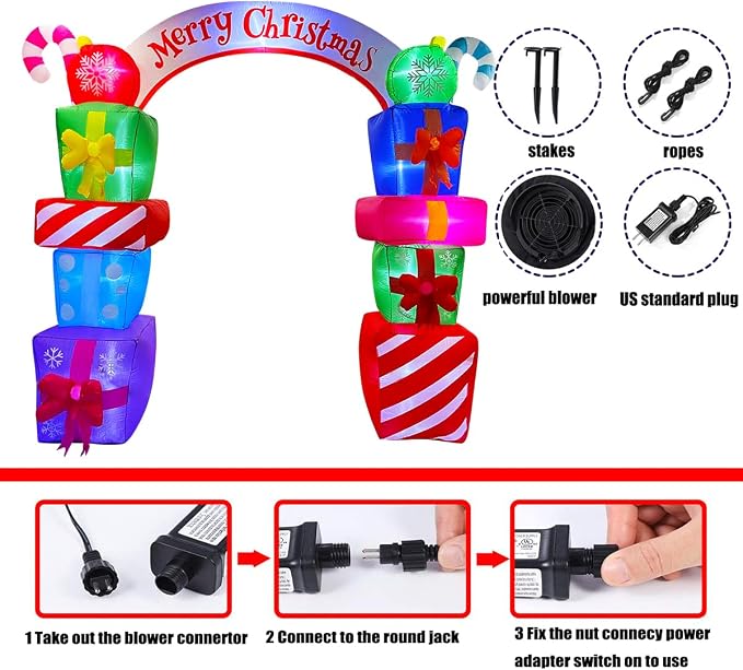 SEASONBLOW 8 FT Christmas Inflatable Gift Boxes Arch Archway - Image 6