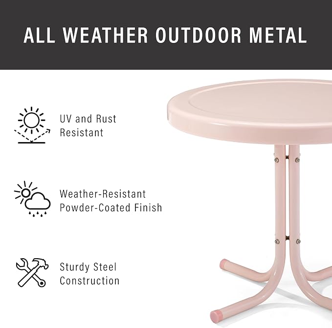 Crosley Furniture Griffith Weather Resistant Retro Metal Outdoor Side Table - Image 5