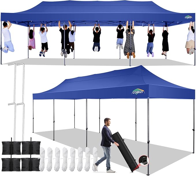 COBIZI 10x30 Pop up Canopy Tent 10x30 Canopy No Sidewall Waterproof Heavy Duty by COBIZI