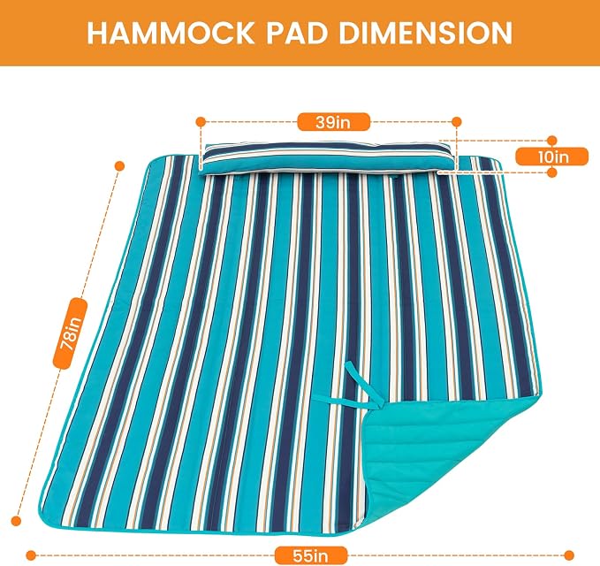 Lazy Daze Hammocks 2 Person Hammock Pad and Pillow Set, Double Polyester - Image 5