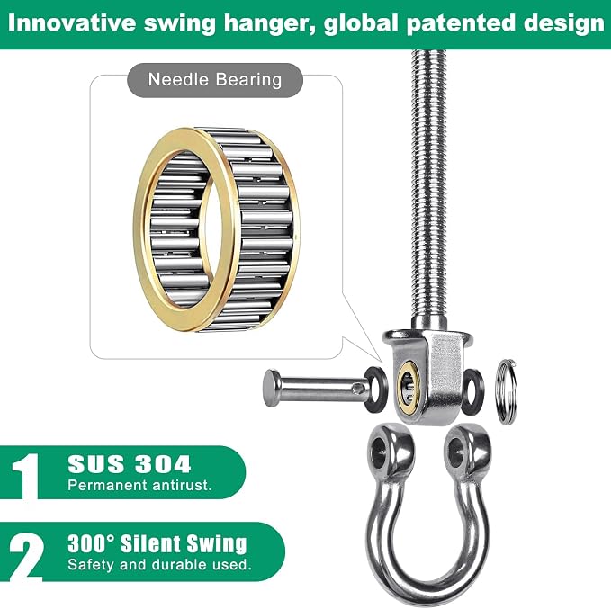 SELEWARE Heavy Duty Bearing Swing Hangers, 6 Pack Stainless Steel Swing Set - Image 2