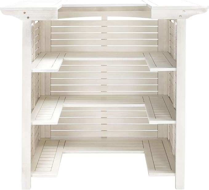 SAFAVIEH Outdoor Collection Monterey White Wash 3-Shelf Patio Bar Table - Image 5