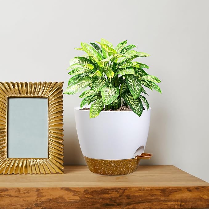 8 inch Self Watering Pots, 2 Pack Plastic Planters - Image 7