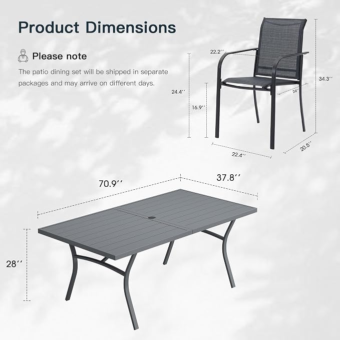 VICLLAX 9 Pieces Patio Outdoor Dining Set - Image 2